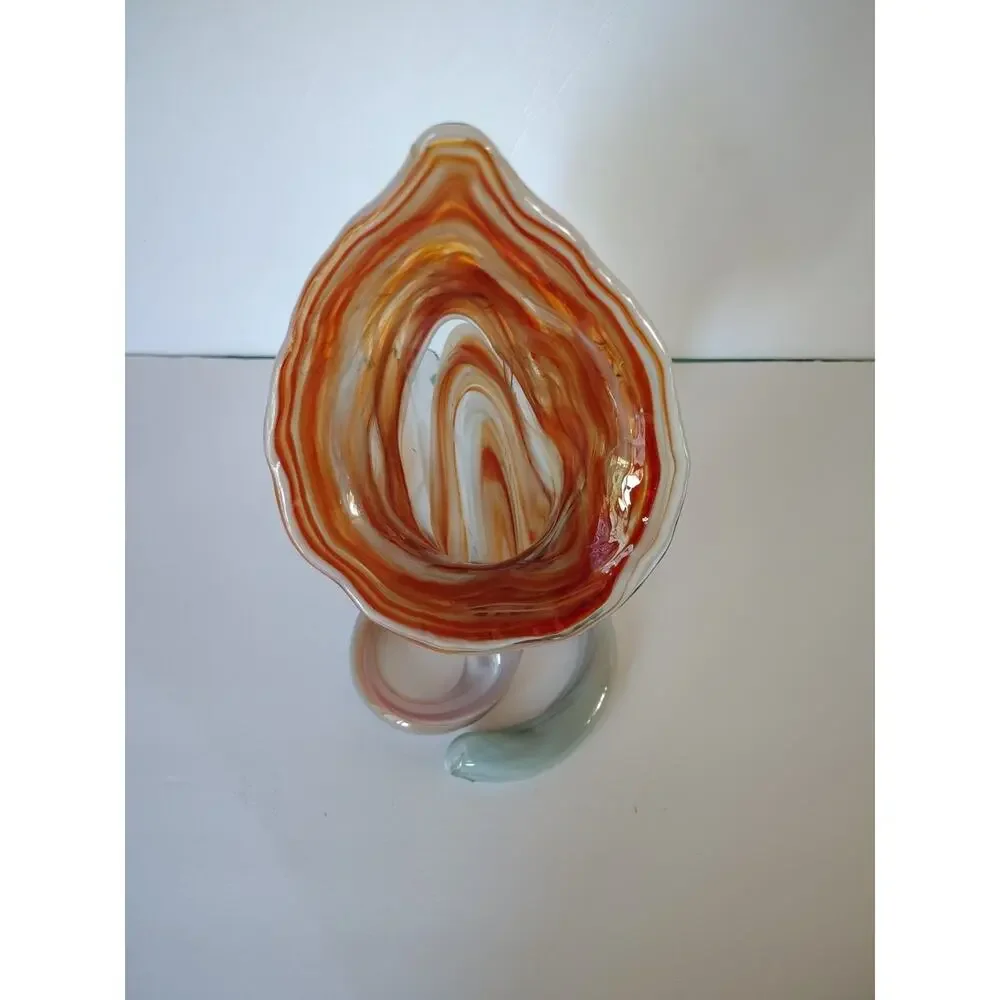 Spiro Jack in the Pulpit Trumpet Vase Calla Lily Vintage MCM Orange Coil Swirl